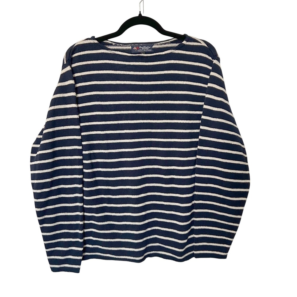 Kiel James Patrick seaweather Boat Neck Pull Over Navy Nautical Striped sweater